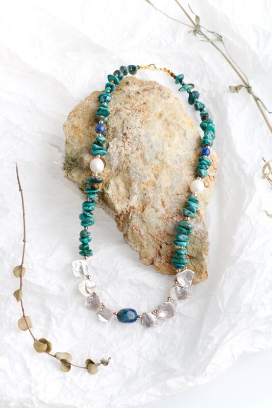 Afrika Asaleti, Firuze İnci Lapis Doğal Taş Kolye - 3