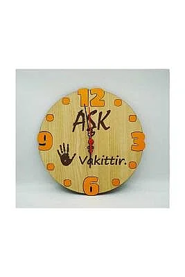 Ahşap Duvar Saati Aşk 5 Vakittir 24x24Cm - 2
