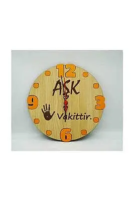 Ahşap Duvar Saati Aşk 5 Vakittir 24x24Cm - 2