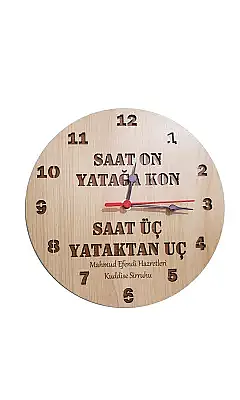 Ahşap Duvar Saati Türkçe Saat On 24x24Cm - 1