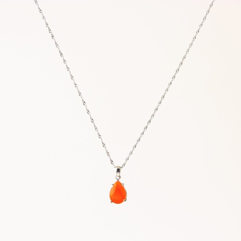 Akik Doğal Taş Kolye, Gümüş Zincir - Doğal Taş