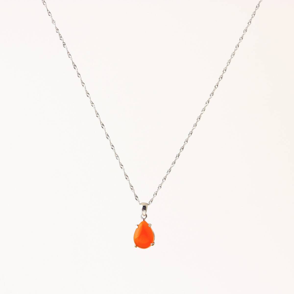 Akik Doğal Taş Kolye, Gümüş Zincir - 1