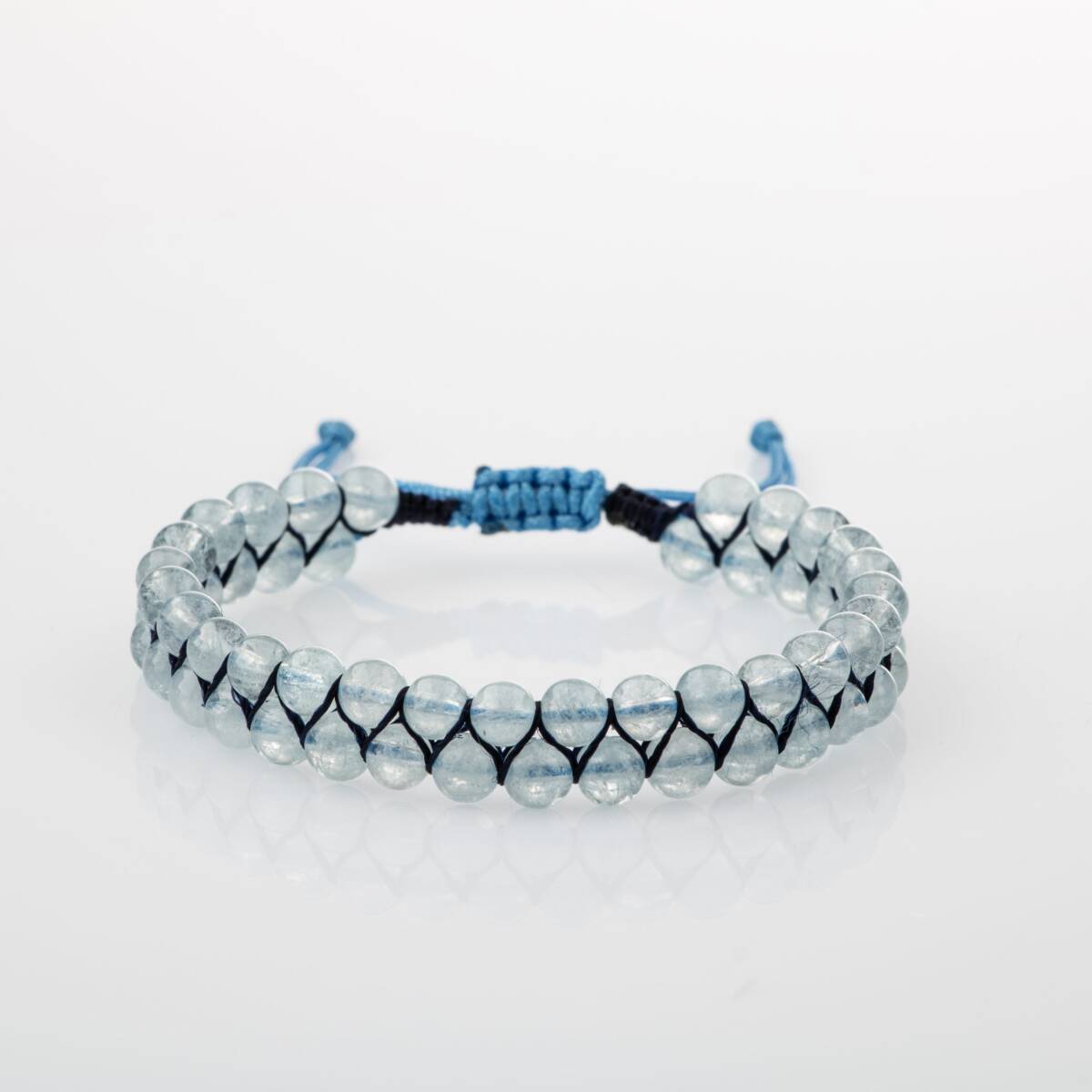 Akuamarin 4mm Çift Sıra Doğal Taş Bileklik - 6