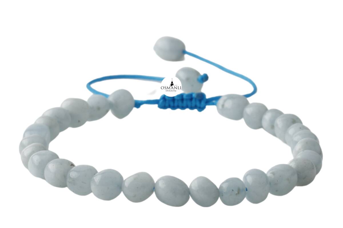 Akuamarin Natürel Kesim Doğal Taş Bileklik - 3