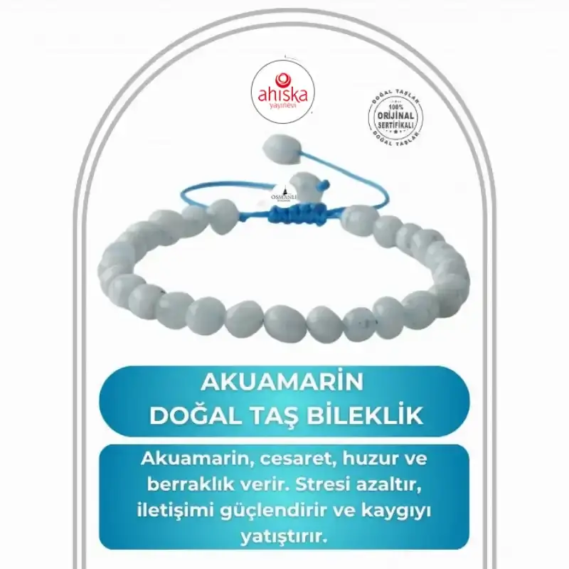 Akuamarin Natürel Kesim Doğal Taş Bileklik