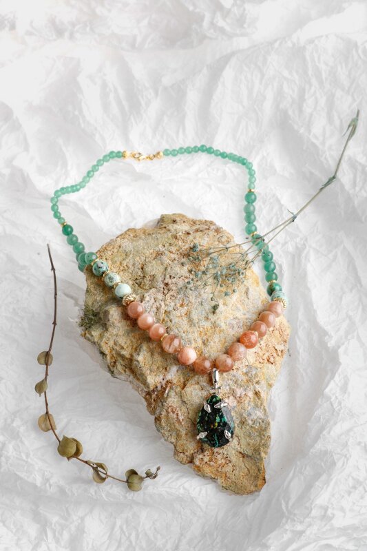 Alani, Aventurin Güneş Taşı Varisit Doğal Taş Kolye - 5