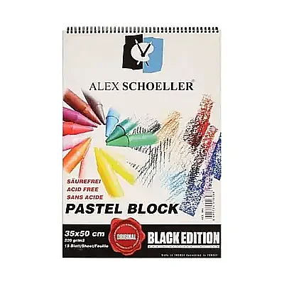 Alex Schoeller Pastel Fon Blok Siyah 15 Yp 35 x 50 Spiralli - Alex Schoeller