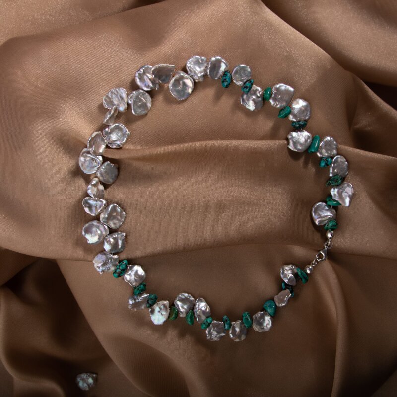 Alina, İnci Firuze Doğal Taş Kolye - Doğal Taş