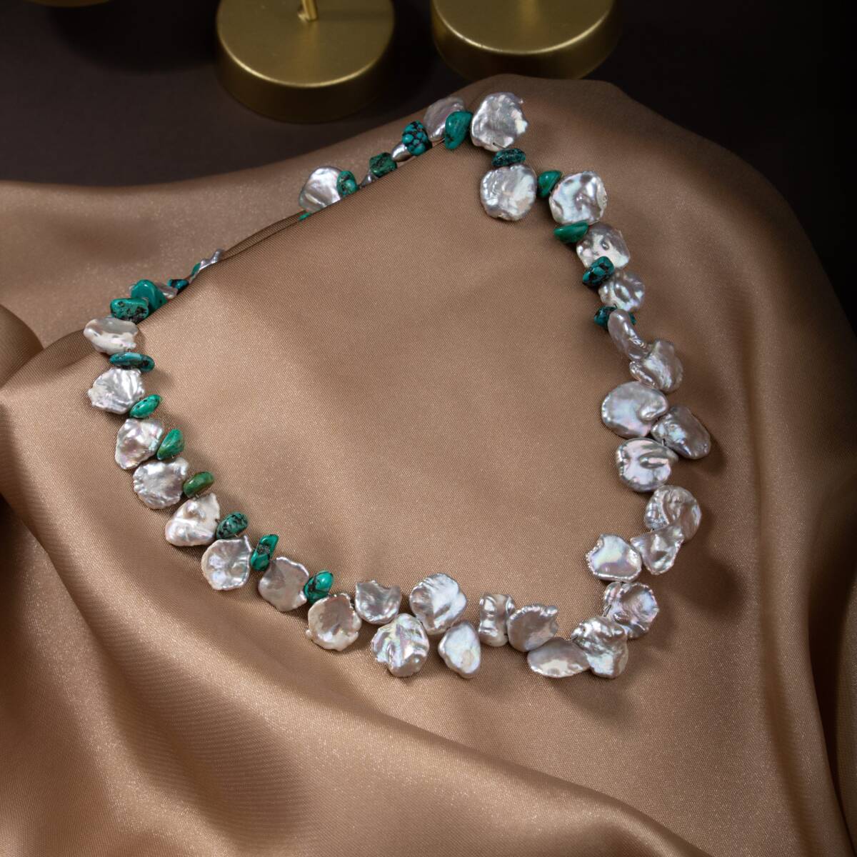 Alina, İnci Firuze Doğal Taş Kolye - 3