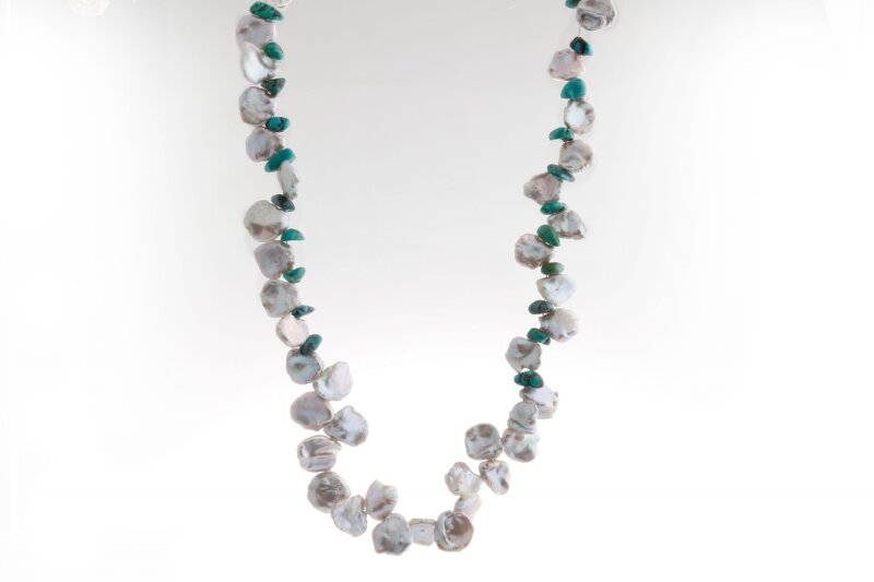 Alina, İnci Firuze Doğal Taş Kolye - 5