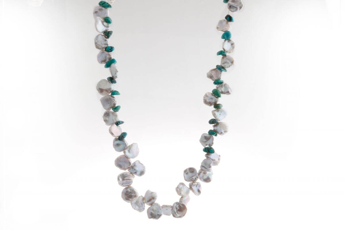 Alina, İnci Firuze Doğal Taş Kolye - 5