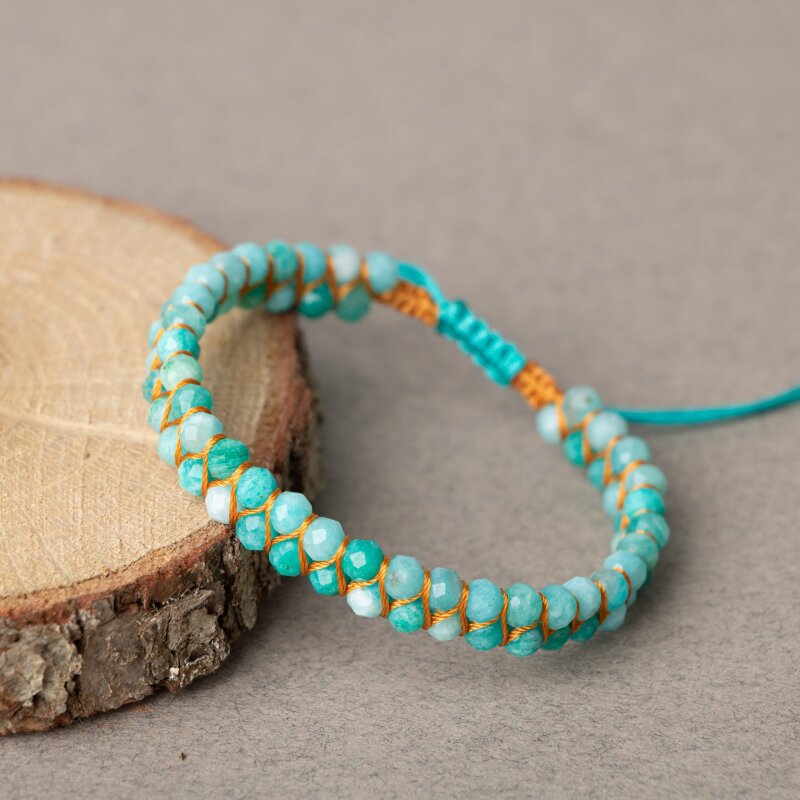 Amazonit 3-4mm Çift Sıra Doğal Taş Bileklik - Doğal Taş