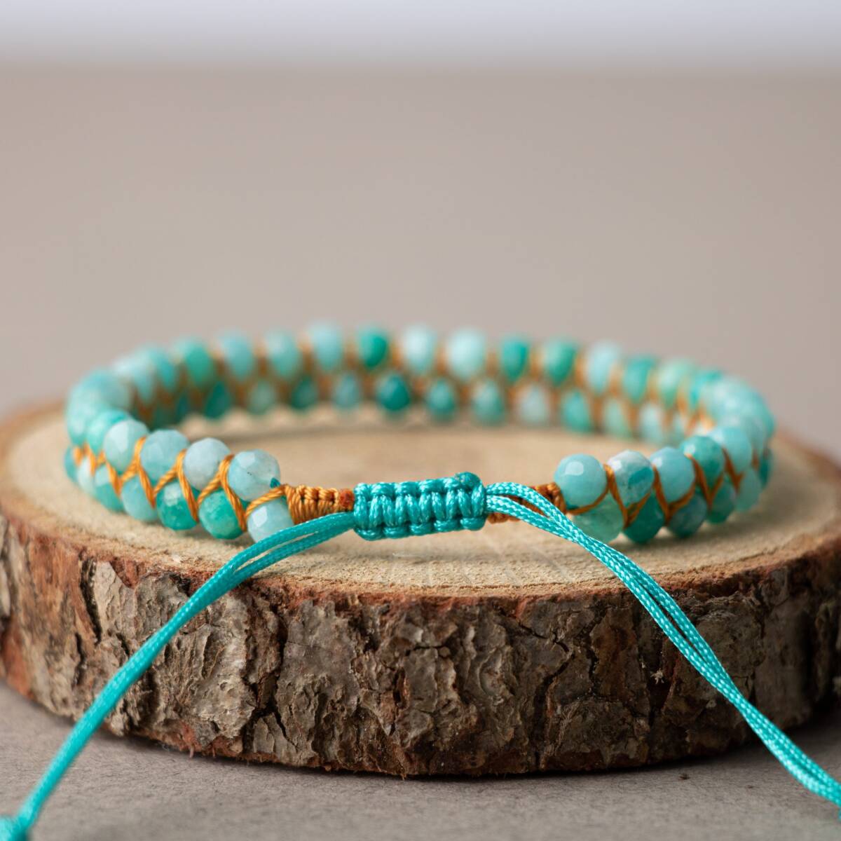 Amazonit 3-4mm Çift Sıra Doğal Taş Bileklik - 3