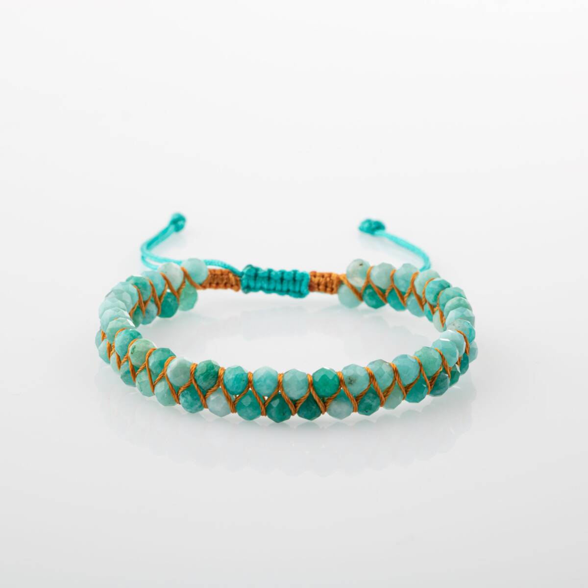 Amazonit 3-4mm Çift Sıra Doğal Taş Bileklik - 5