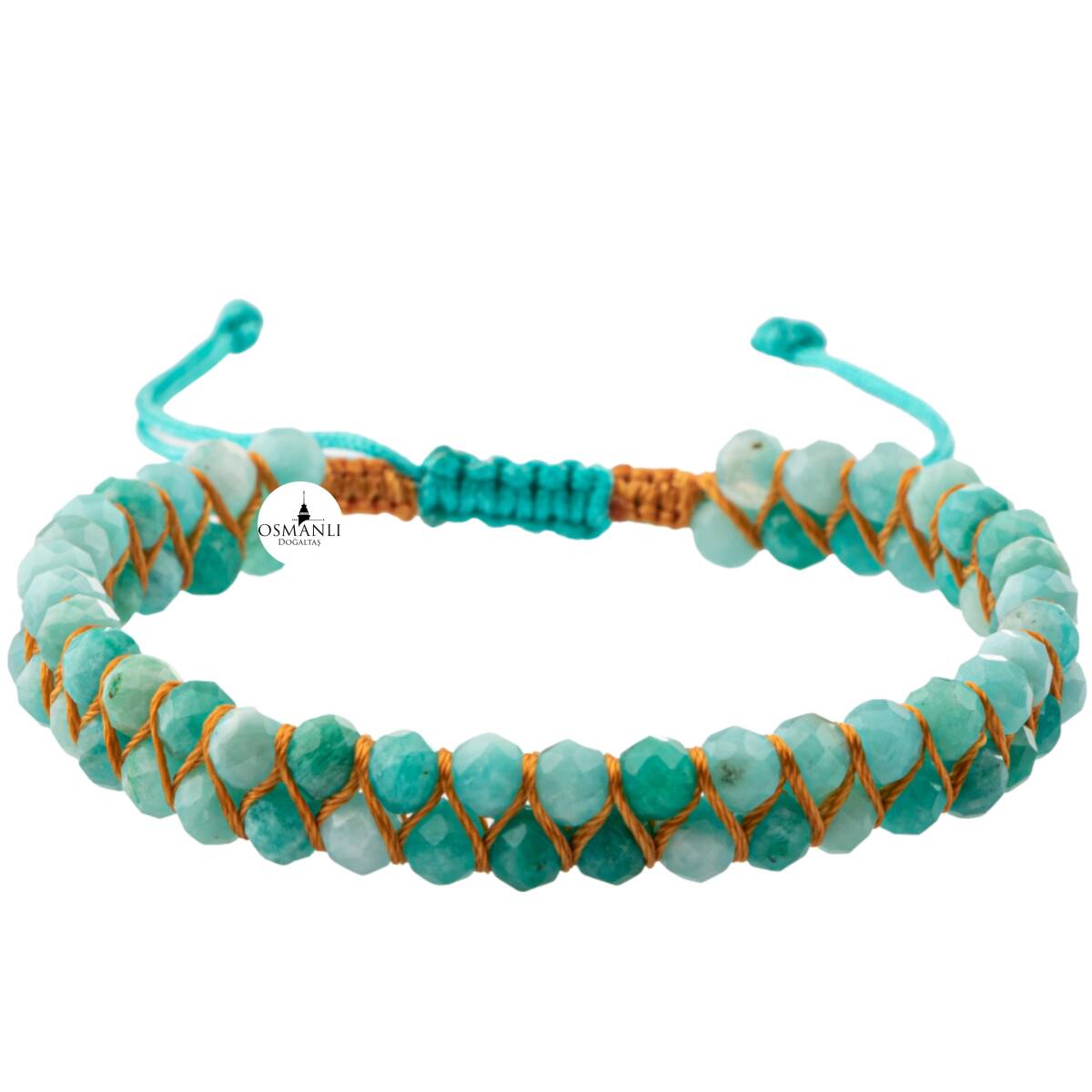 Amazonit 3-4mm Çift Sıra Doğal Taş Bileklik - 6