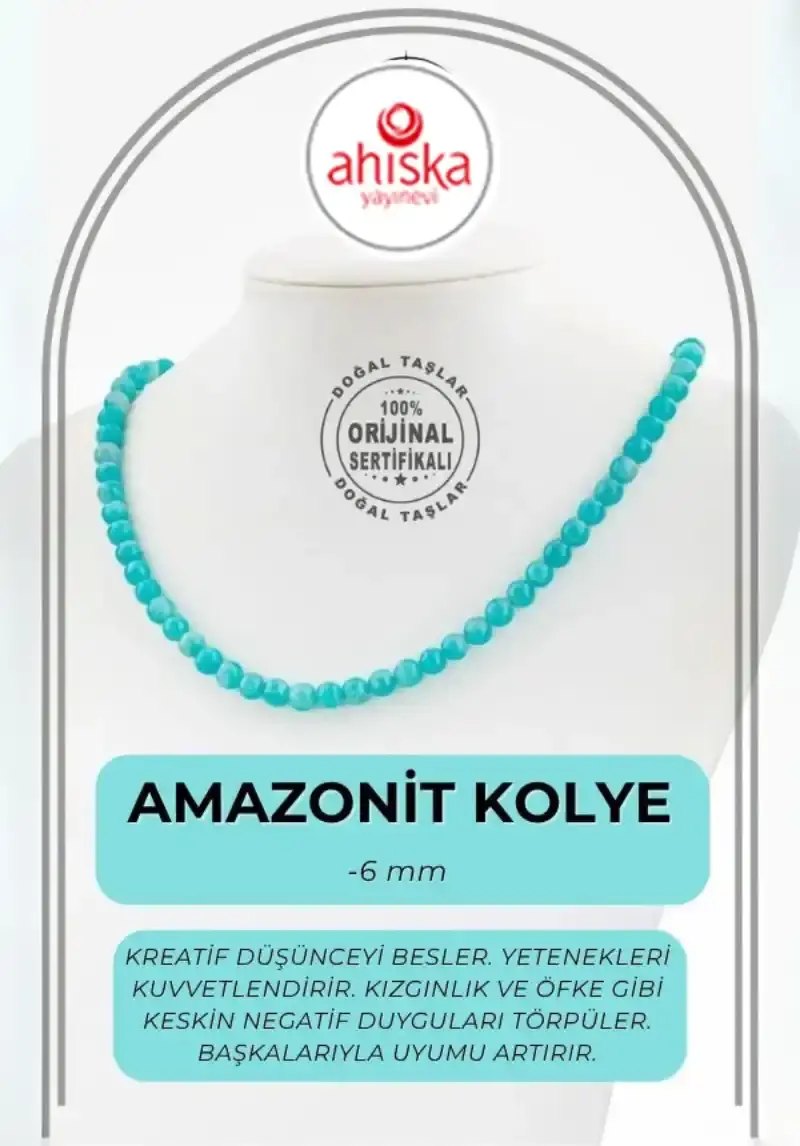 Amazonit 6 mm Dizi Doğal Taş Kolye