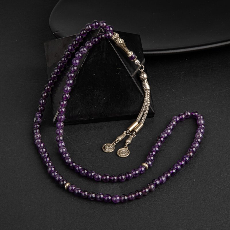 Ametist Doğal Taş Tesbih 99luk - 6mm - 4