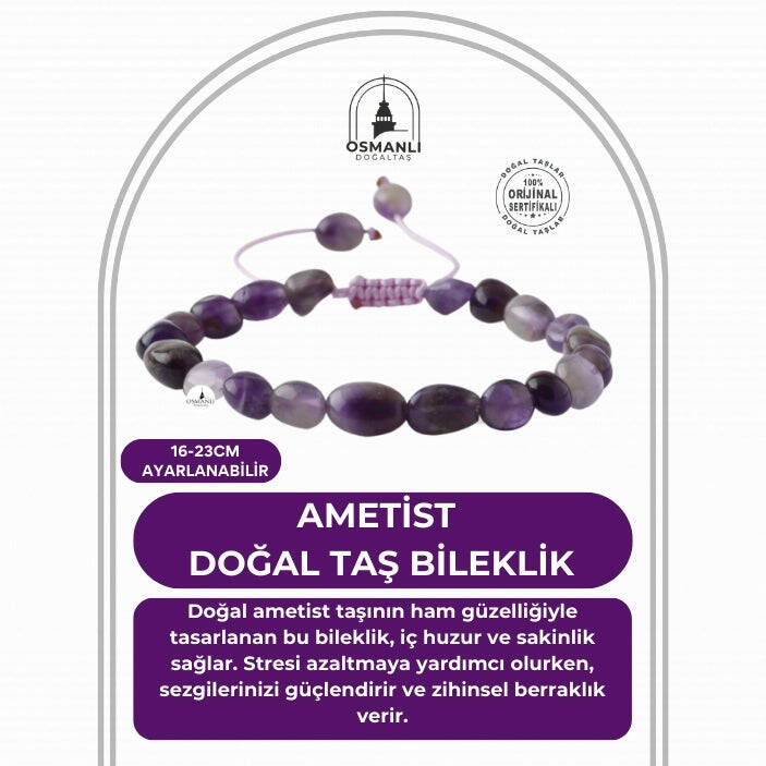 Ametist Natürel Kesim Doğal Taş Bileklik - 2