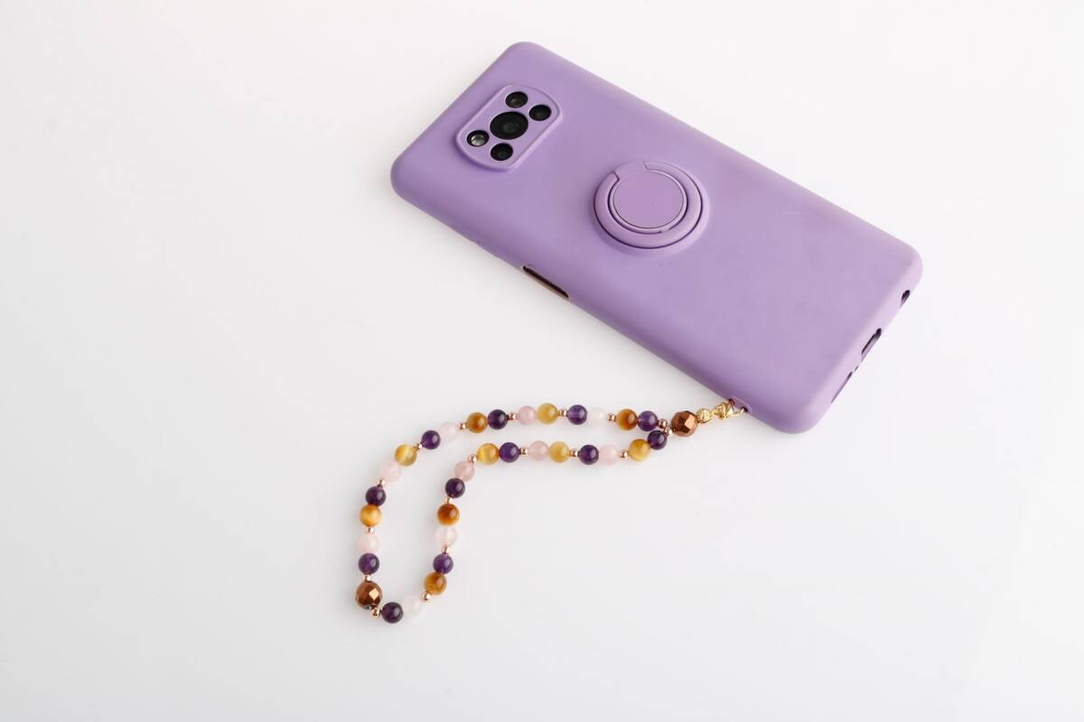 Ametist, Pembe Kuvars, Kaplan Gözü Doğal Taş Telefon İpi - 4