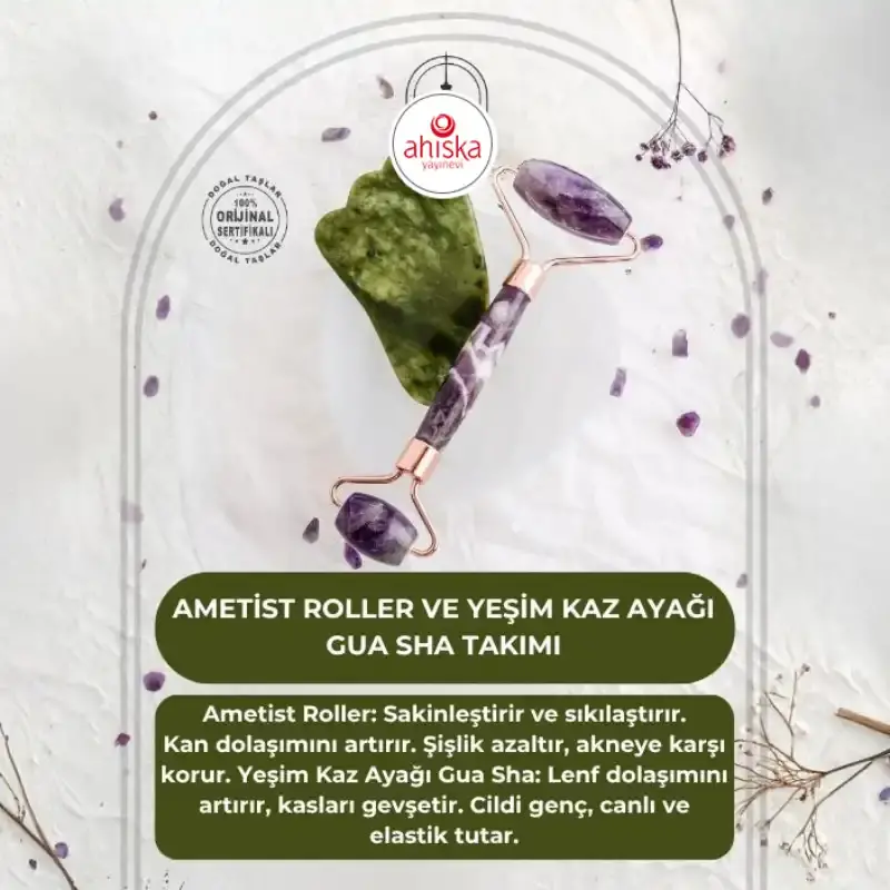 Ametist Roller ve Yeşim Kaz Ayağı Gua Sha Takımı - 2