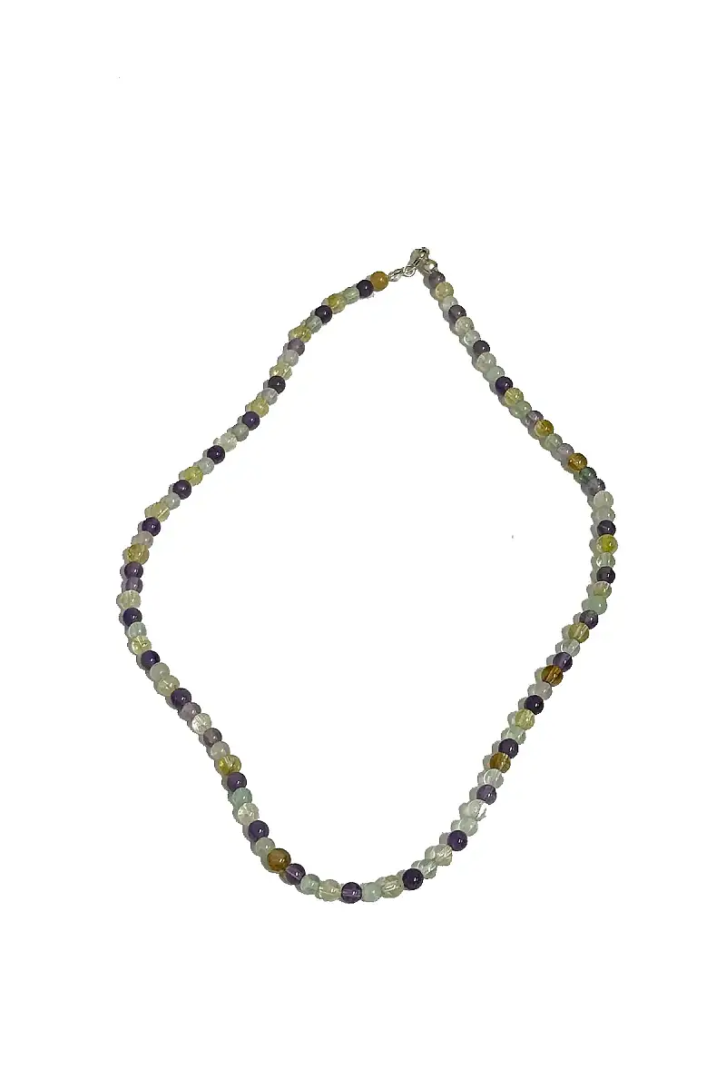 Ametist Sitrin Florit 4 mm Gümüş Kapama Kolye Doğal Taş Kolye - 1