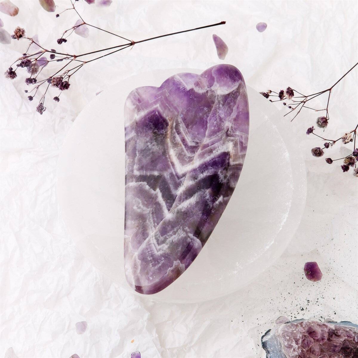 Ametist Taşı Gua Sha Yüz Masaj Taşı Kaz Ayaklı - 1