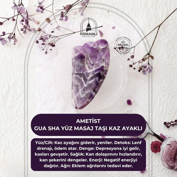 Ametist Taşı Gua Sha Yüz Masaj Taşı Kaz Ayaklı - 2