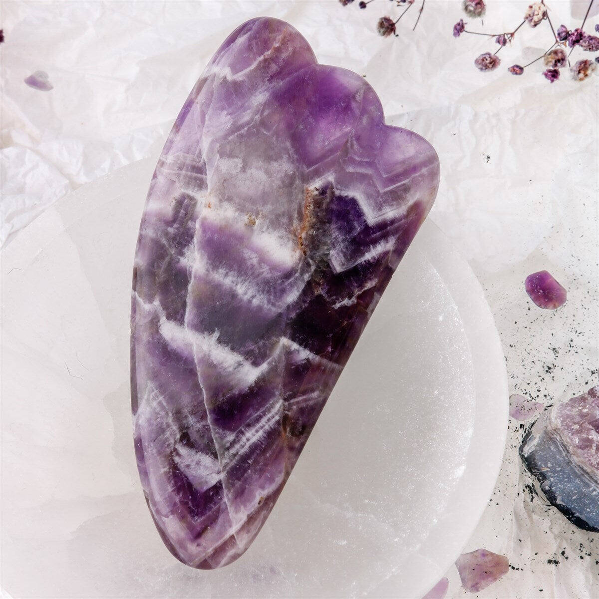 Ametist Taşı Gua Sha Yüz Masaj Taşı Kaz Ayaklı - 4