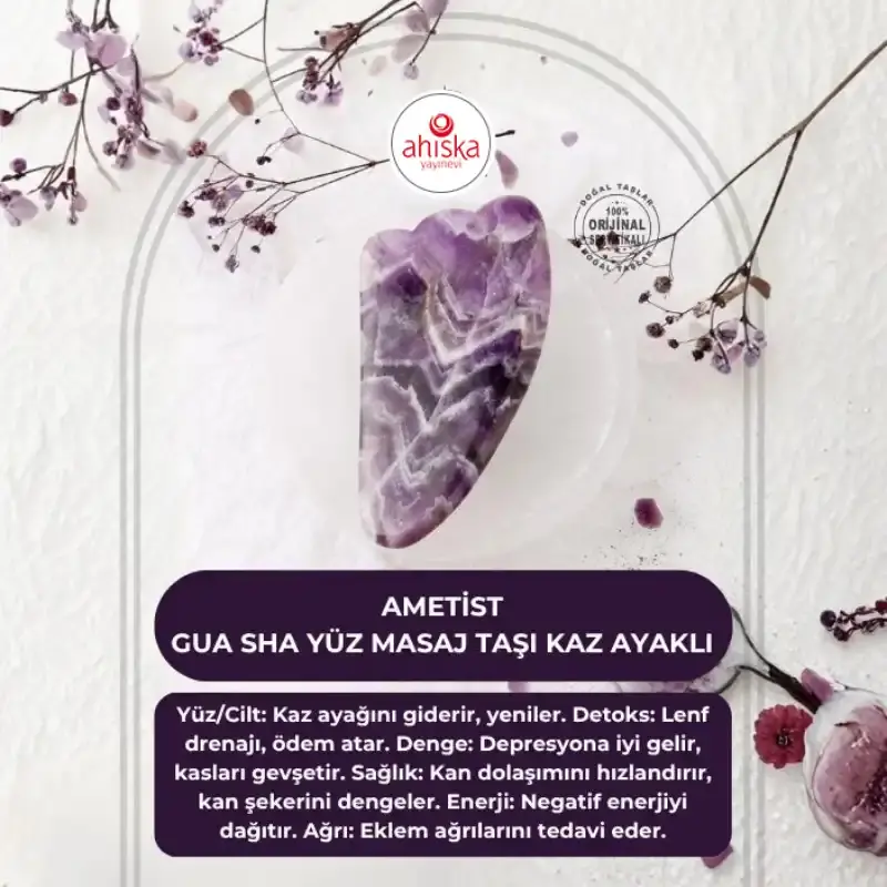 Ametist Taşı Gua Sha Yüz Masaj Taşı Kaz Ayaklı - 2