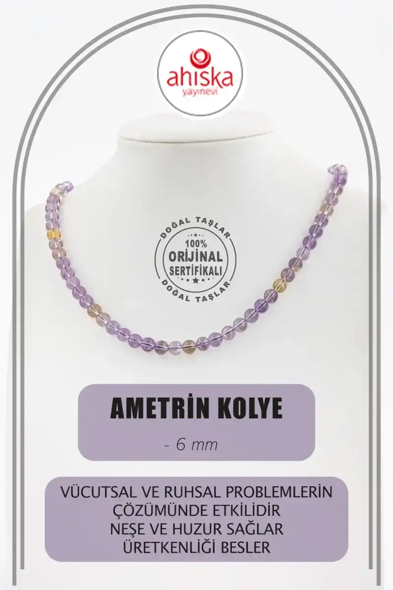 Ametrin 6 mm Dizi Doğal Taş Kolye