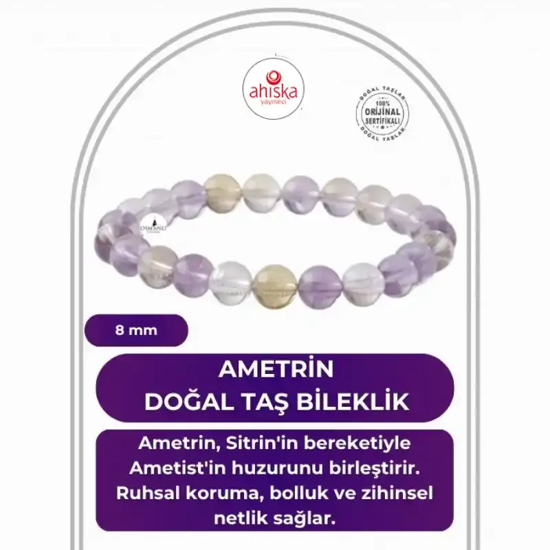 Ametrin 8mm Doğal Taş Bileklik
