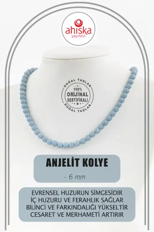 Anjelit 6 mm Dizi Doğal Taş Kolye - 1