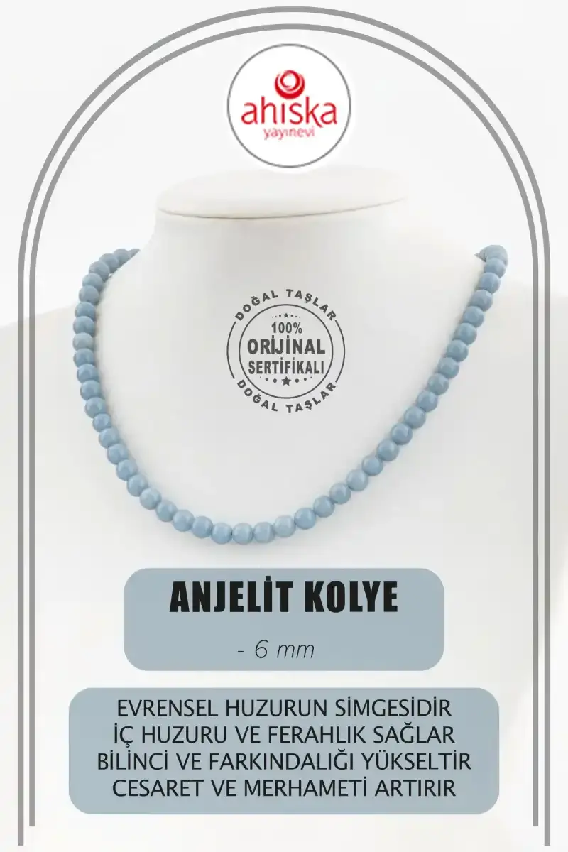 Anjelit 6 mm Dizi Doğal Taş Kolye - 1