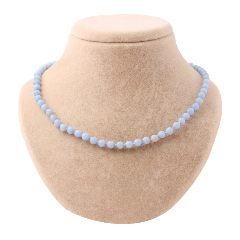 Anjelit 6 mm Düğümlü Doğal Taş Kolye - Doğal Taş