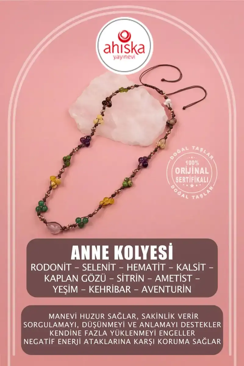 Anne Kolye Doğal Taş Rodonit-Selenit-Hematit-Kalsit-Kaplan Gözü-Sitrin-Ametist-Yeşim-Kehribar-Aventurin-Kristal Kuvars-Zebercet-Pembe Kuvars