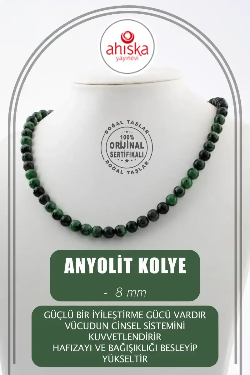 Anyolit 8 mm Dizi Doğal Taş Kolye