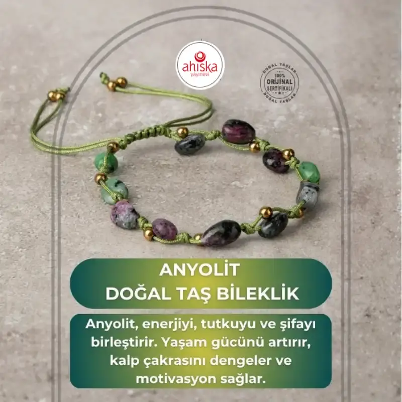 Anyolit Natürel Kesim Doğal Taş Makrome Bileklik