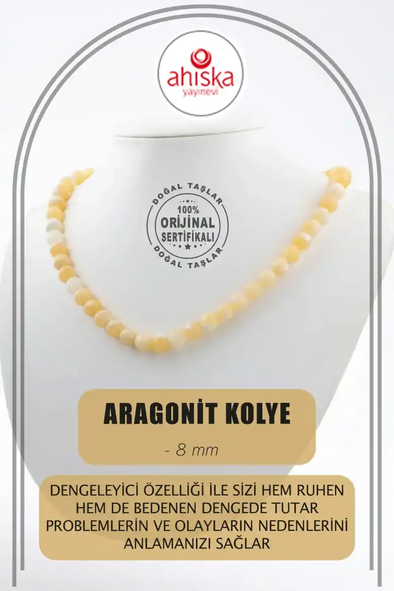 Aragonit 8 mm Dizi Doğal Taş Kolye