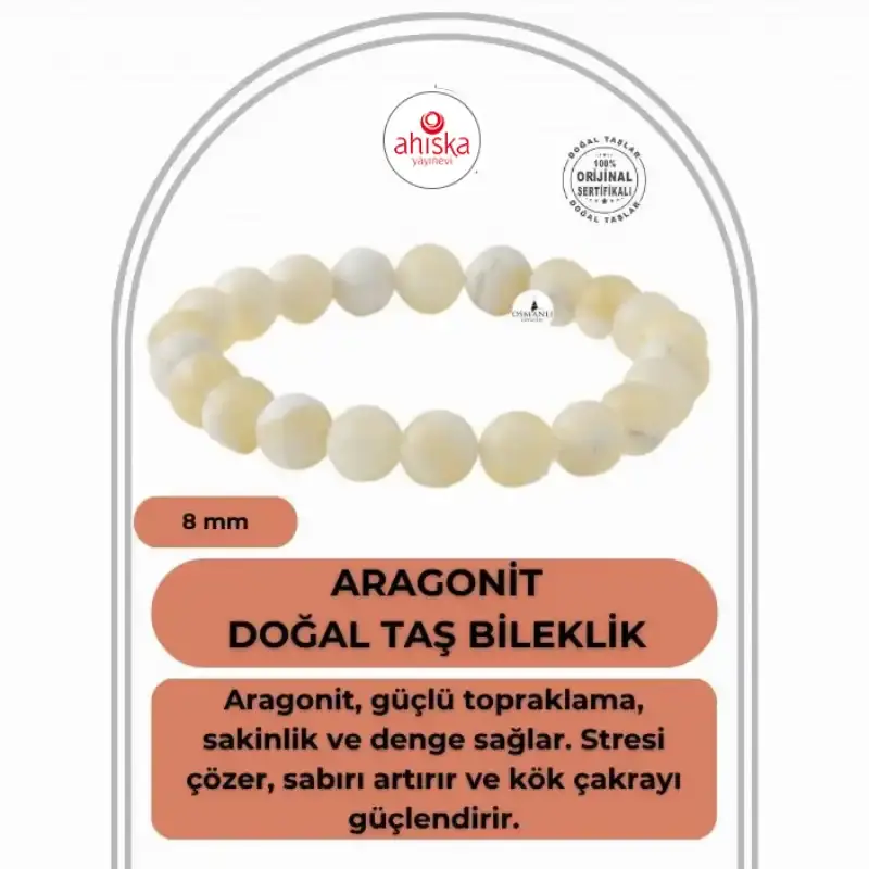 Aragonit 8mm Doğal Taş Bileklik