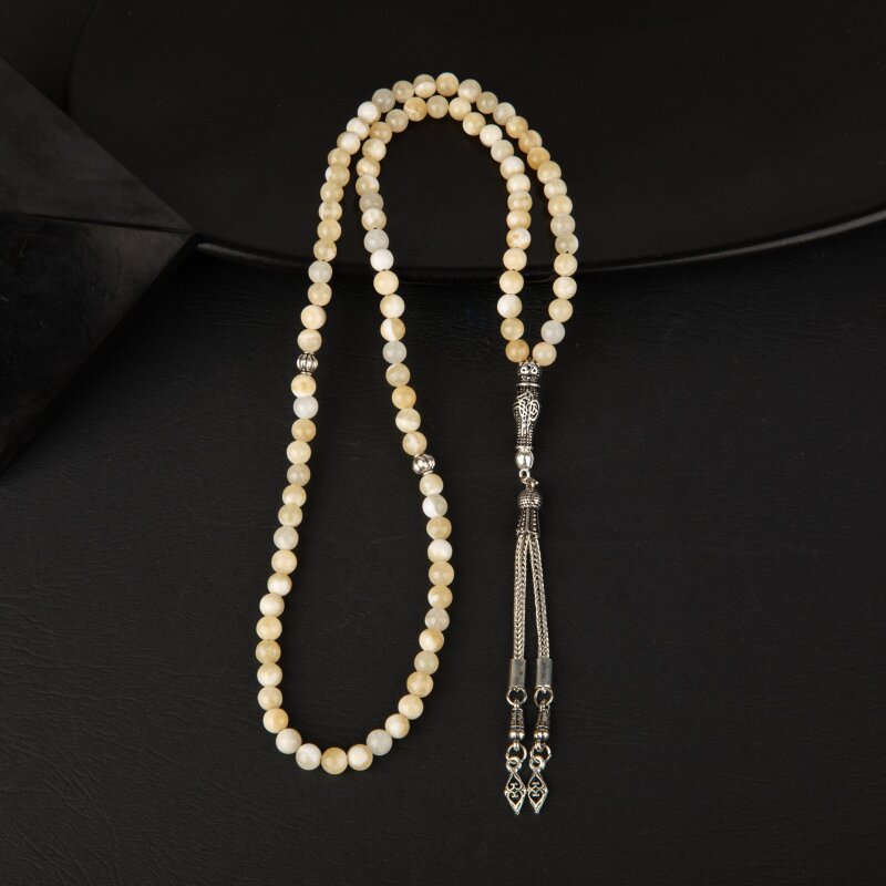 Aragonit Doğal Taş Tesbih 99luk - 6mm - 2