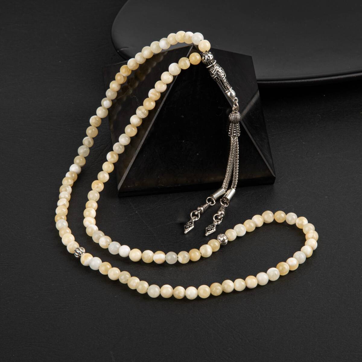 Aragonit Doğal Taş Tesbih 99luk - 6mm - 3