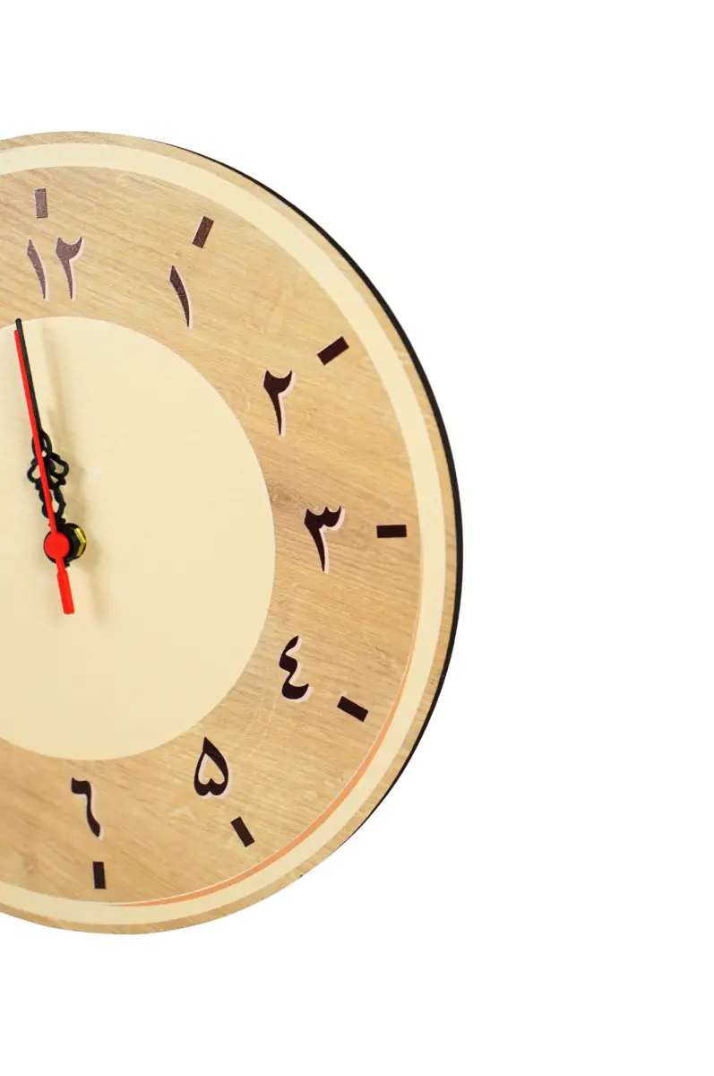 Arapça Rakamlı Doğal Ahşap Duvar Saati 30x30 cm - 2