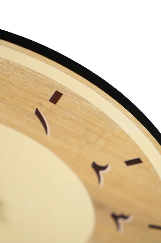 Arapça Rakamlı Doğal Ahşap Duvar Saati 30x30 cm - 3