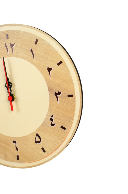 Arapça Rakamlı Doğal Ahşap Duvar Saati 30x30 cm - 2