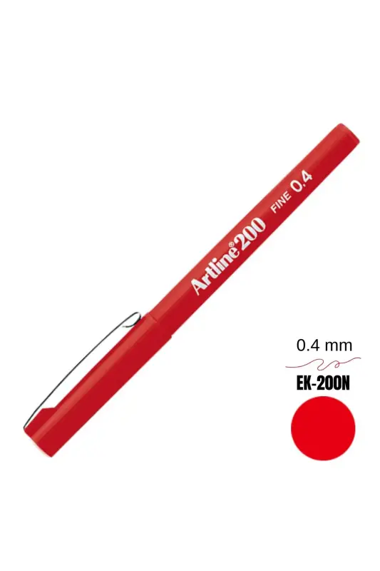 Artline 200 Fineliner 0.4 Keçe Uçlu Yazı Kalemi Kırmızı - Artline
