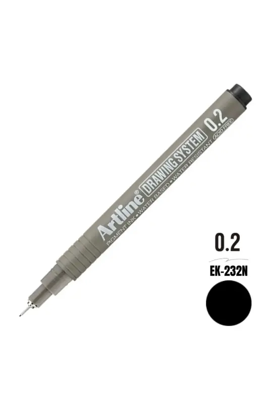 Artline Drawing System Teknik Çizim Kalemi Siyah 0.2 Uç - Artline