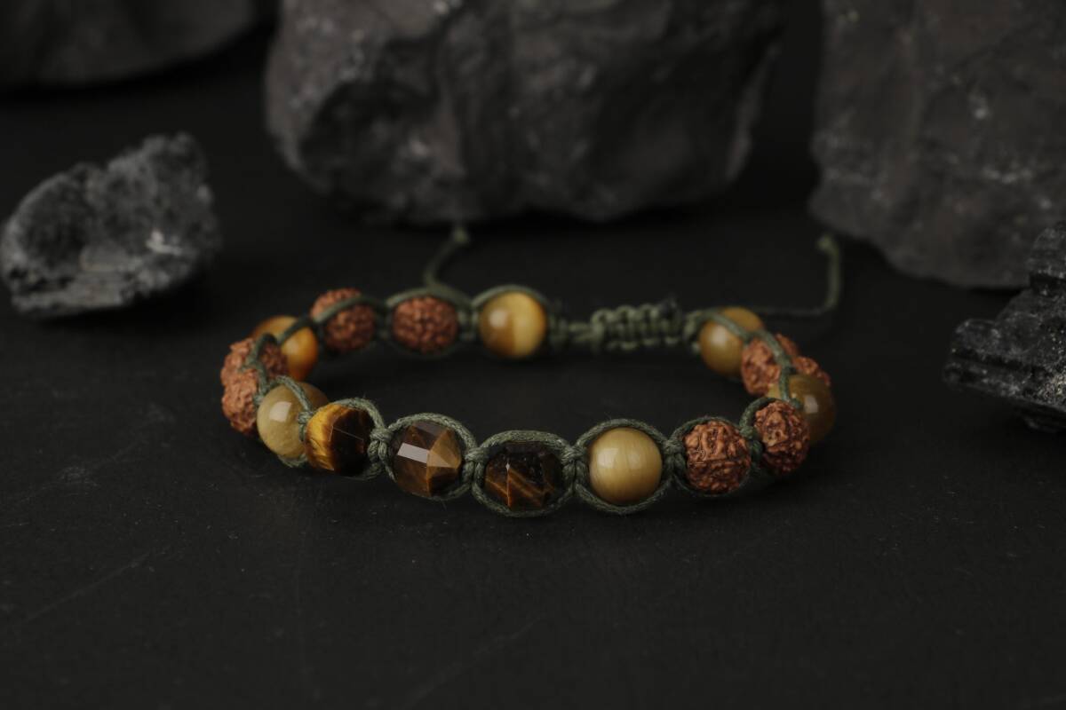 Asker Kaplan Gözü-Rudrashka Doğal Taş Bileklik - 3