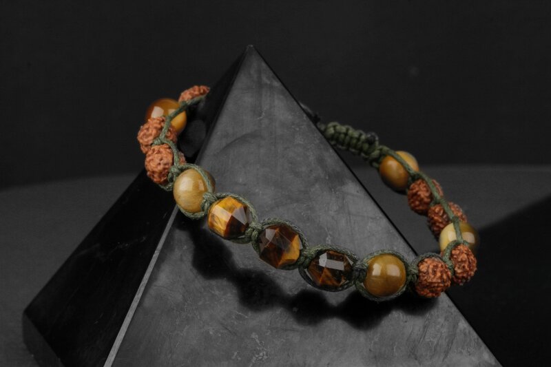 Asker Kaplan Gözü-Rudrashka Doğal Taş Bileklik - 4