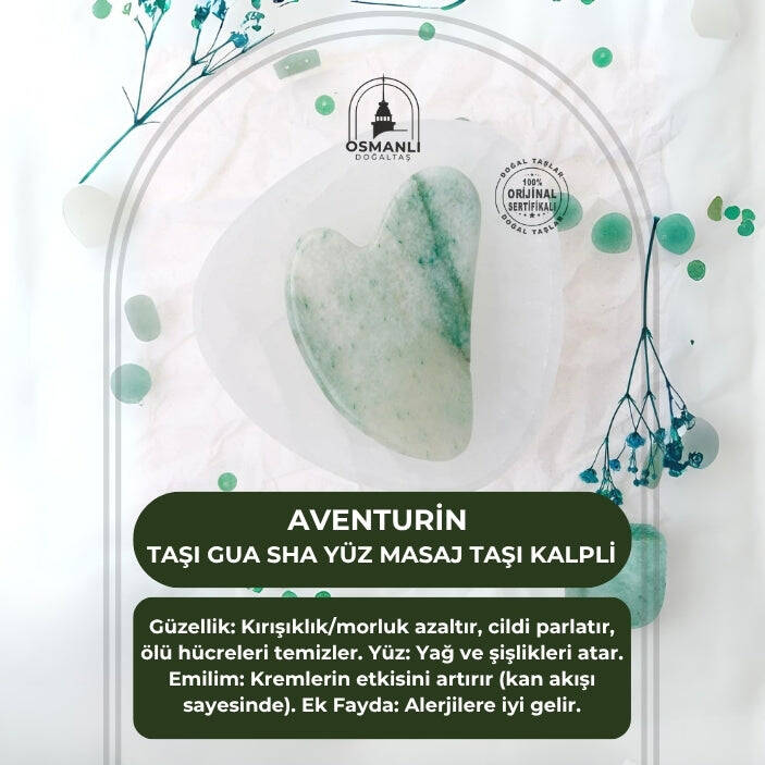 Aventurin Taşı Gua Sha Yüz Masaj Taşı Kalpli - 2