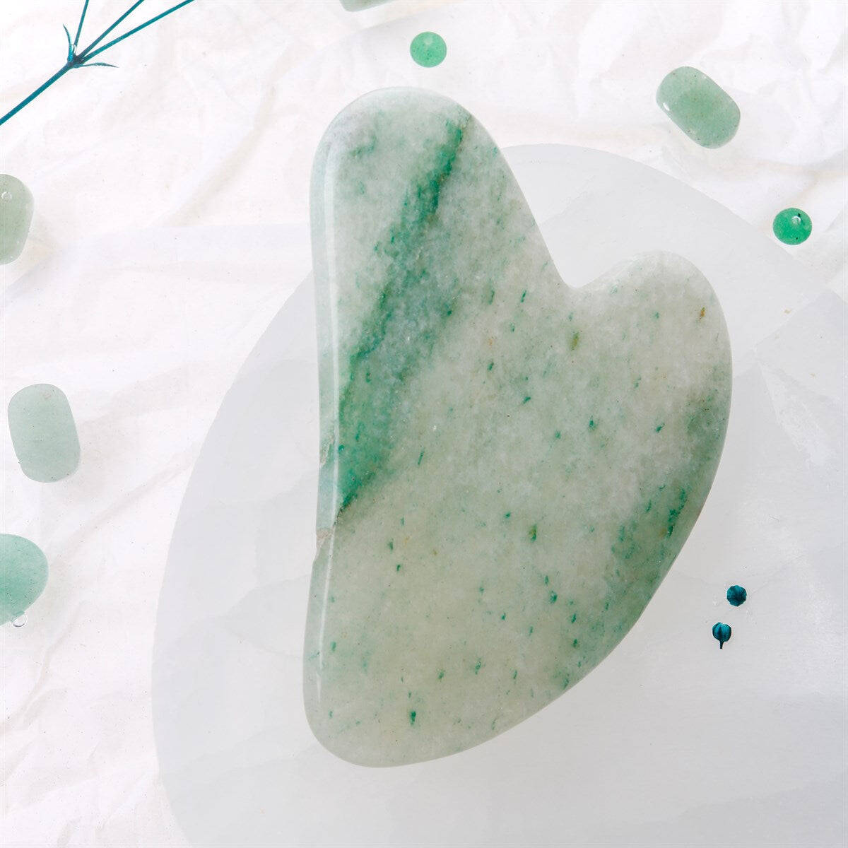 Aventurin Taşı Gua Sha Yüz Masaj Taşı Kalpli - 4